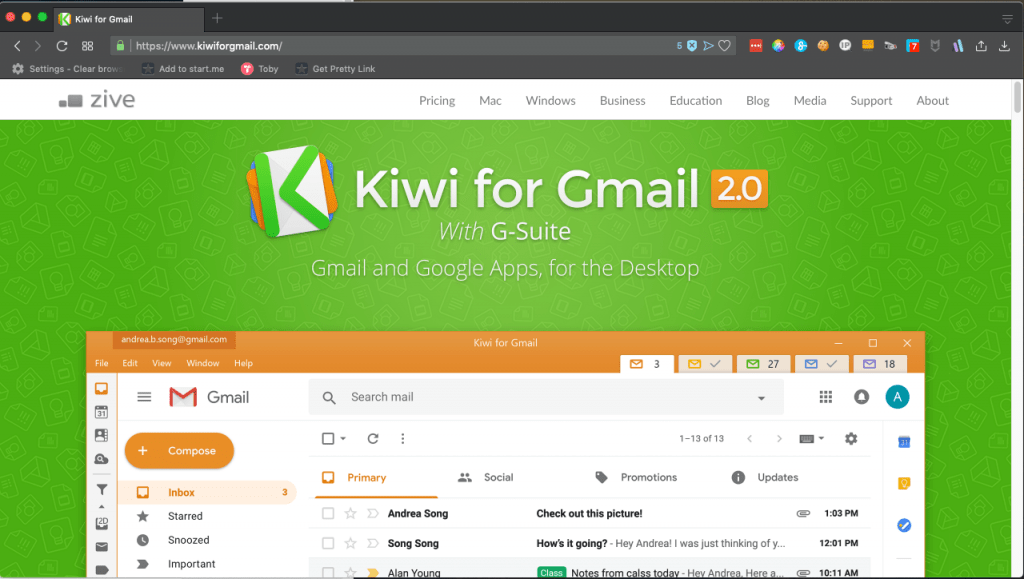 kiwi for gmail sort by sender